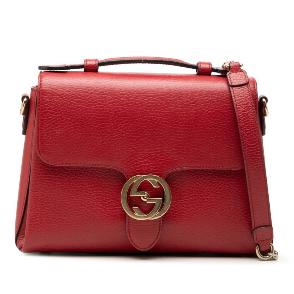 Gucci Interlocking G Handbag Shoulder Bag 2WAY 510302 Red Leather Women's GUCCI